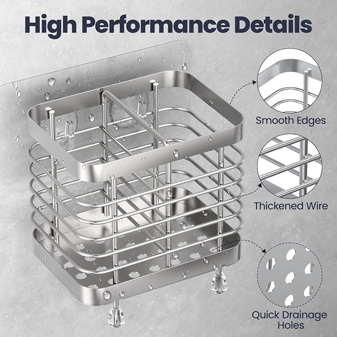 Luxspire Toothbrush Holders for Bathroom, Stainless Steel Electric Toothbrush Holder Wall Mounted, Shower Toothbrush Toothpaste Holder, Bathroom Organizer Essentials, 2 Slots, Silver