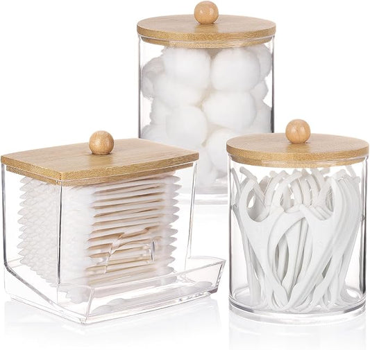 Qtips Dispenser Bathroom Container, 10/12 oz Cotton Ball Holder