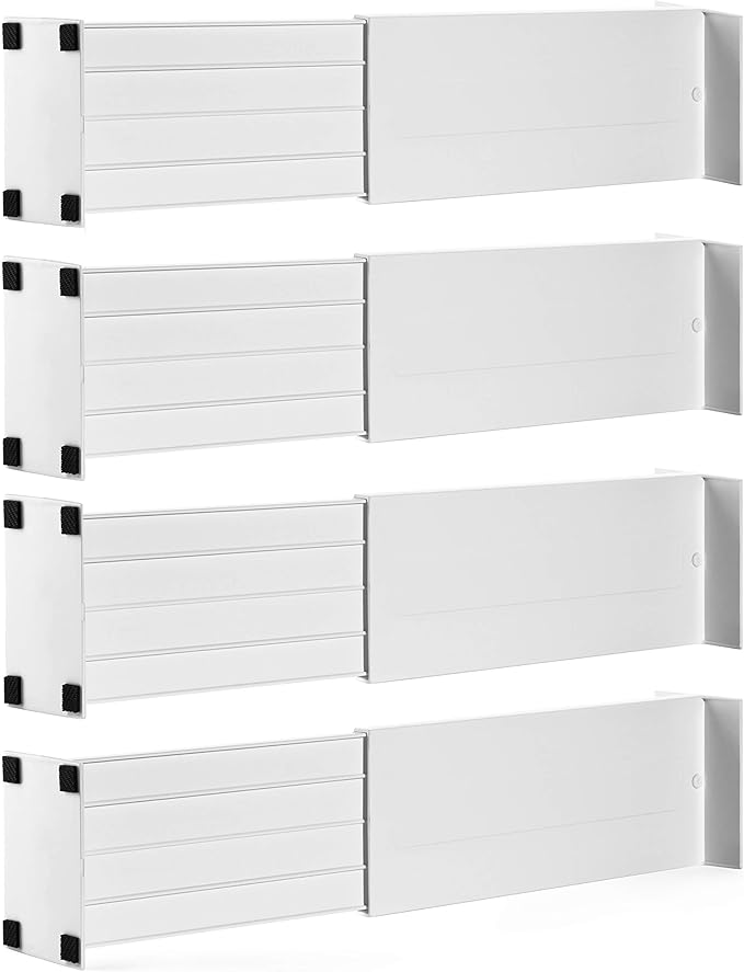 Dial Industries Adjustable Dresser Drawer Clothes Organizer Dividers, Set of 4
