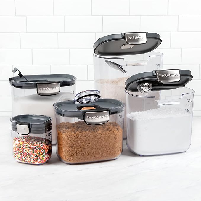 ProKeeper+ Airtight Food Storage Container Set, Grey, 9-Piece