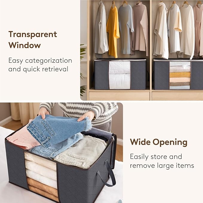 4 Pack 60L Clothes Storage Bins with Lids