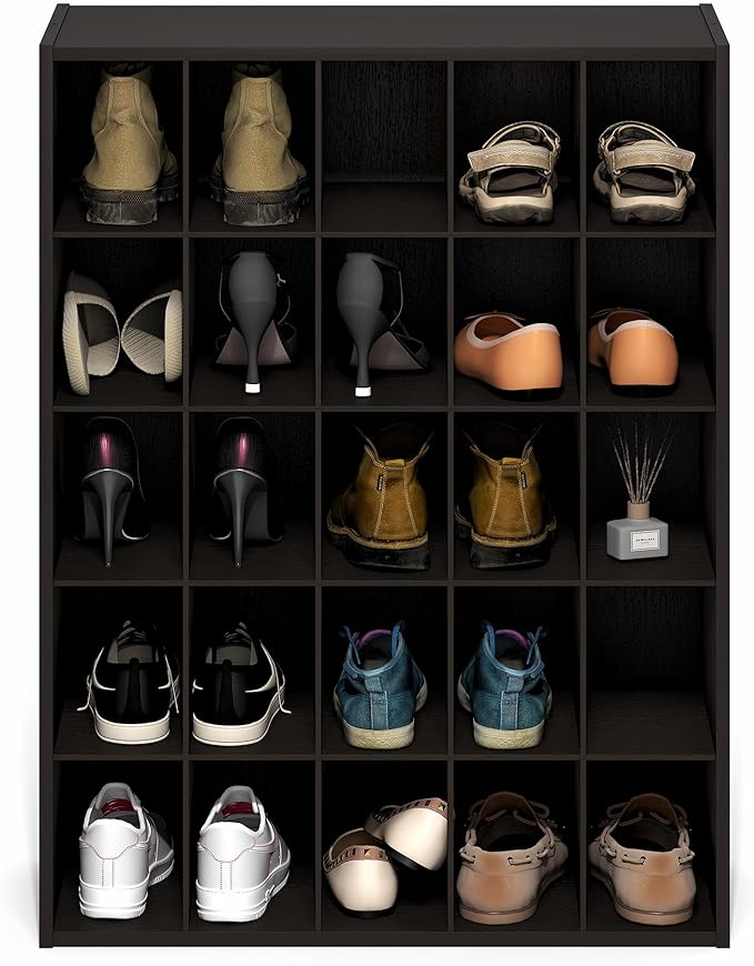 Furinno FANO Shoe Rack, 25-Cube Shoe Organizer, Stackable Shoe Storage