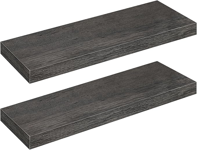 Floating Shelves for Wall, Wall Mounted Shelf Set of 2, Charcoal Gray BC60BJ01