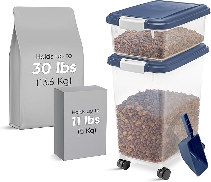 USA Dog Food Storage Container, 30 lbs & 11 lbs Combo, Navy