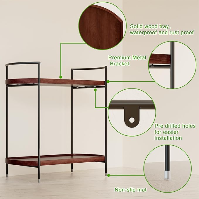 2-Tier Bathroom Counter Organizer, Brown