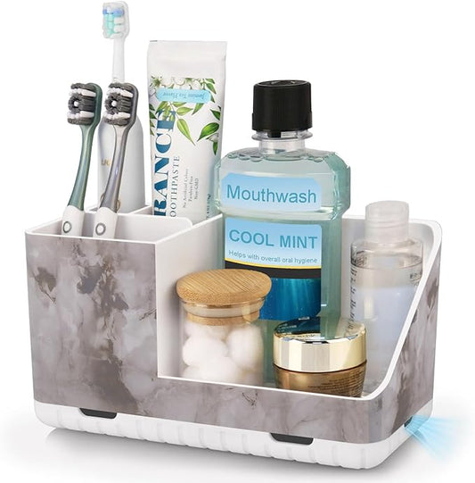 Toothbrush Holders for Bathroom Countertop Organizer, White Marble Grain