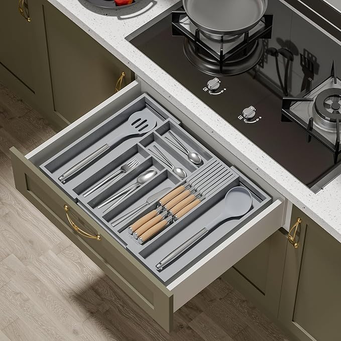 Bamboo-Silverware-Drawer-Organizer-Kitchen, Grey