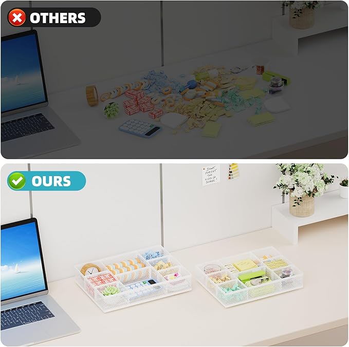2 Pack Desk Drawer Organizer, White