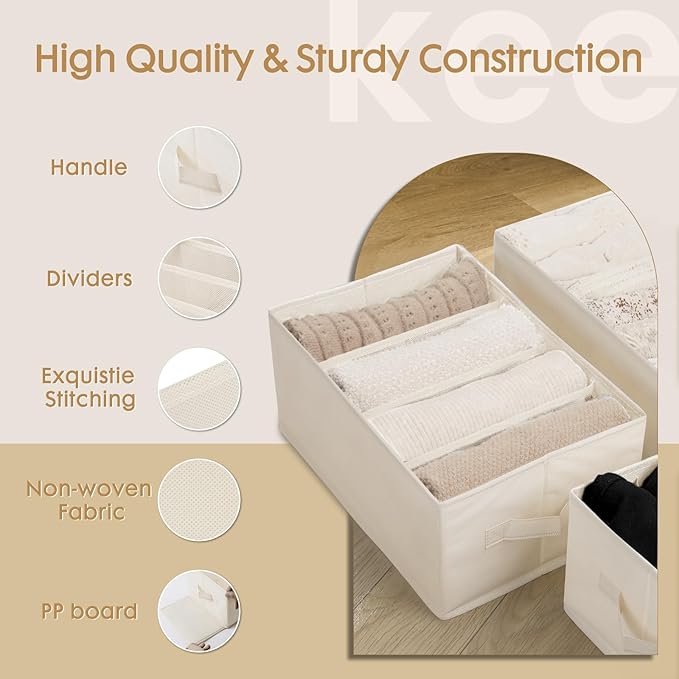 6 Pack Large Clothes Organizer, Beige