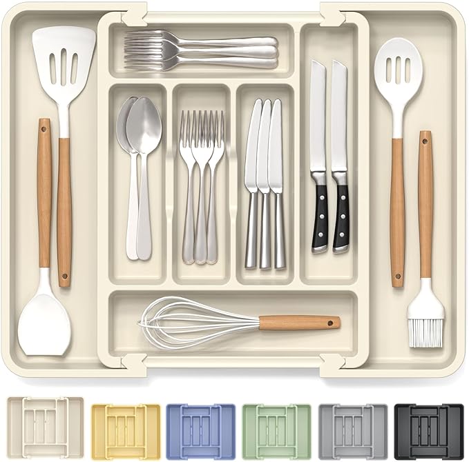 Large Silverware Organizer for Kitchen Drawer & Utensils, Tofu