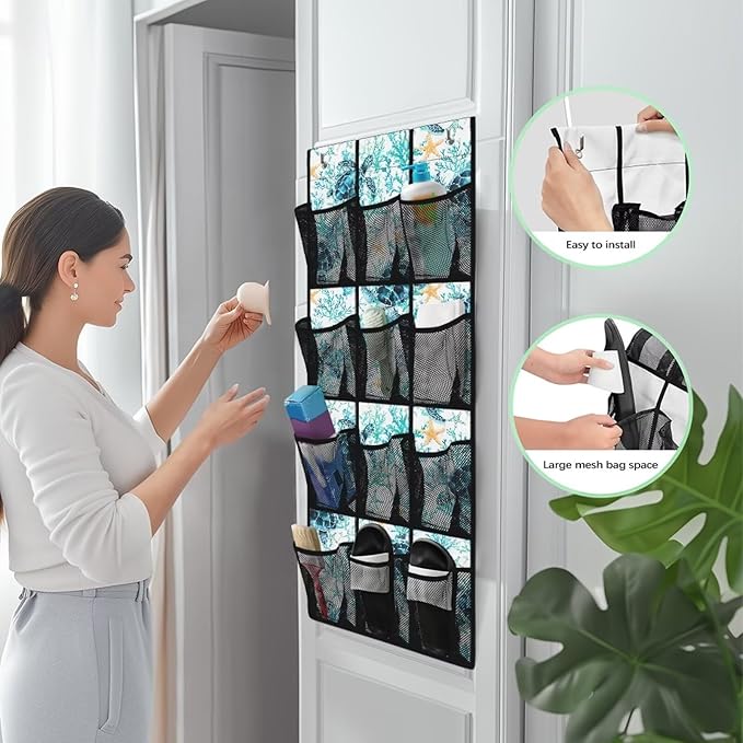 Blue Sea Turtle Behind The Door Shoe Organizer