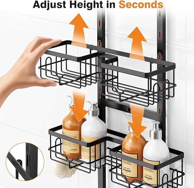 Shower Caddy Hanging Organizer, 3 Tier Adjustable Bathroom Shelves