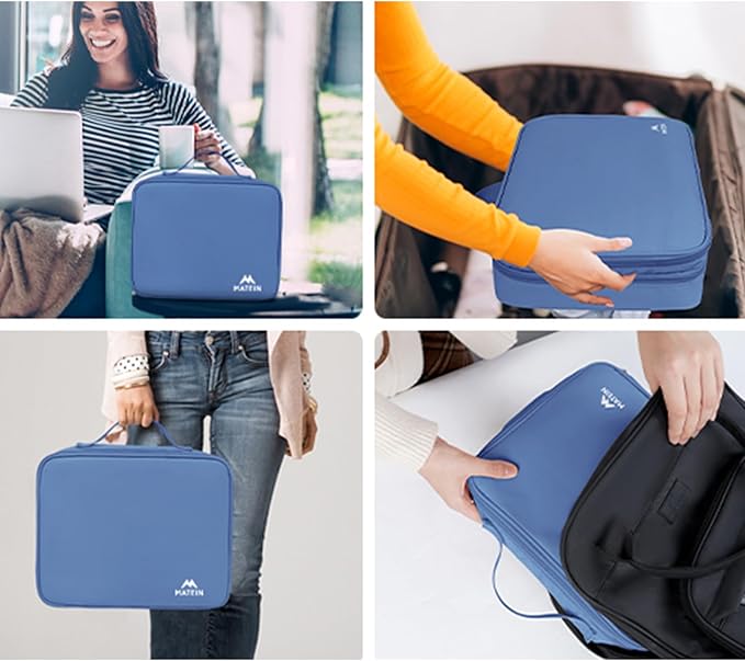 MATEIN Electronics Organizer, Cable Organizer Bag Electronic Accessories Case with Handle for Cable, Cord, Tablet, Charger, Phone, Double Layers Tech Case Travel Gifts for Men and Women, Blue