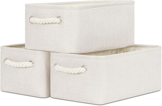 Bidtakay Small Storage Bins for Shelves 3 Pack Fabric Storage Baskets