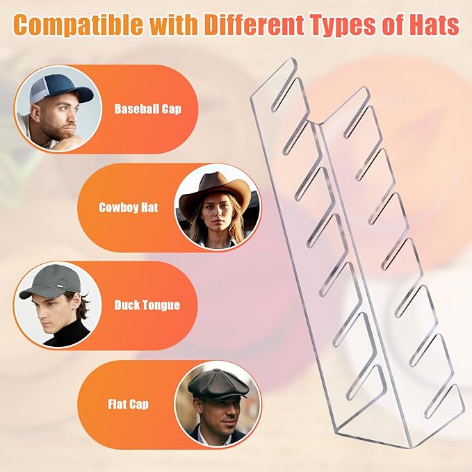 Hat Stand for Baseball Caps, Clear-4Pack