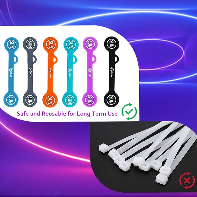 SUNFICON 10 Pack Cable Organizers Clips Earbuds Cords Organizers Magnetic Cable Clips Bookmark Whiteboard Noticeboard Fridge Magnets Cable Manager Keeper Ties for Kitchen Office School Assorted Colors