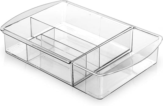 7-Section Expandable Plastic Drawer Organizer, Makeup Storage