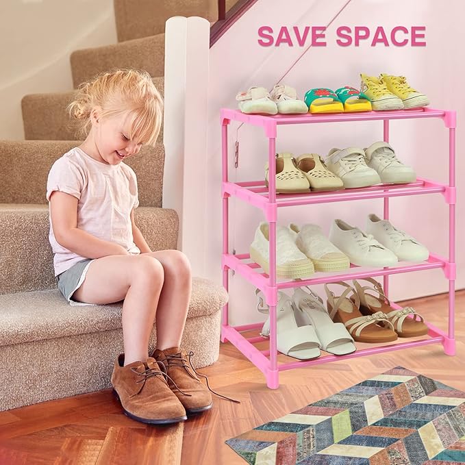 4-Tier Free Standing Shoe Racks for 6-8 Pairs Shoe Storage