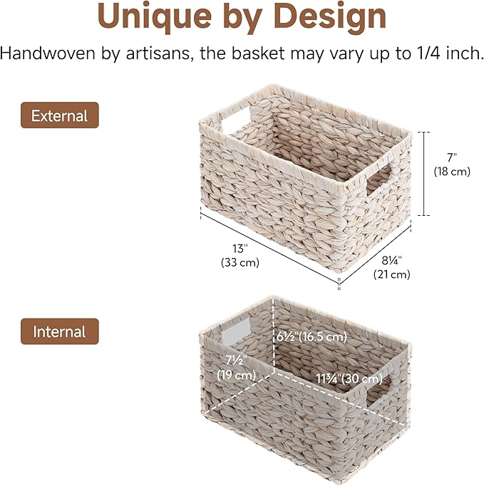 Pantry Baskets, Wicker Storage Baskets for Organizing, Natural