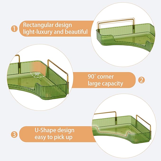 Corner Bathroom Counter Organizer Bathroom Countertop Shelf Makeup Organizer for Vanity Perfume Tray for Corner Storage (2 Tiers, Green)