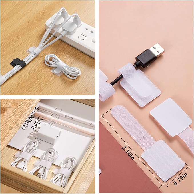 327PCS White Cable Management Kit 4 Cable Cable Sleeves