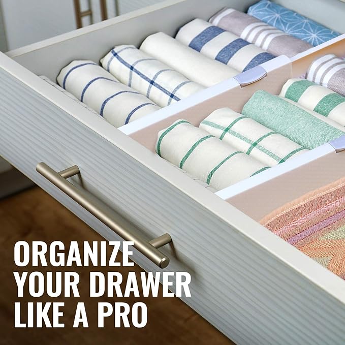 Adjustable Deep Drawer Divider, 5" Tall, Expandable 13-22", 10-Pack