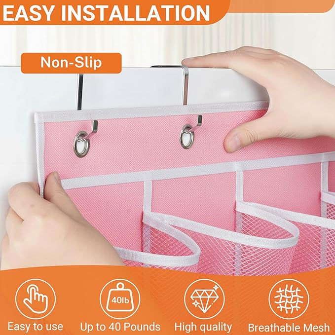 40-Pocket Over the Door Shoe Organizer, Pink-W