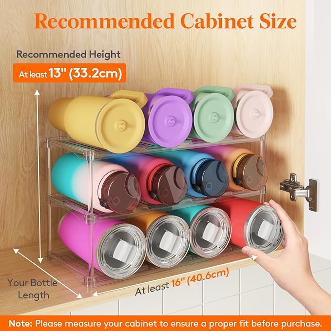 Stackable Bottle Storage Organizer, 3Tier Hold 12