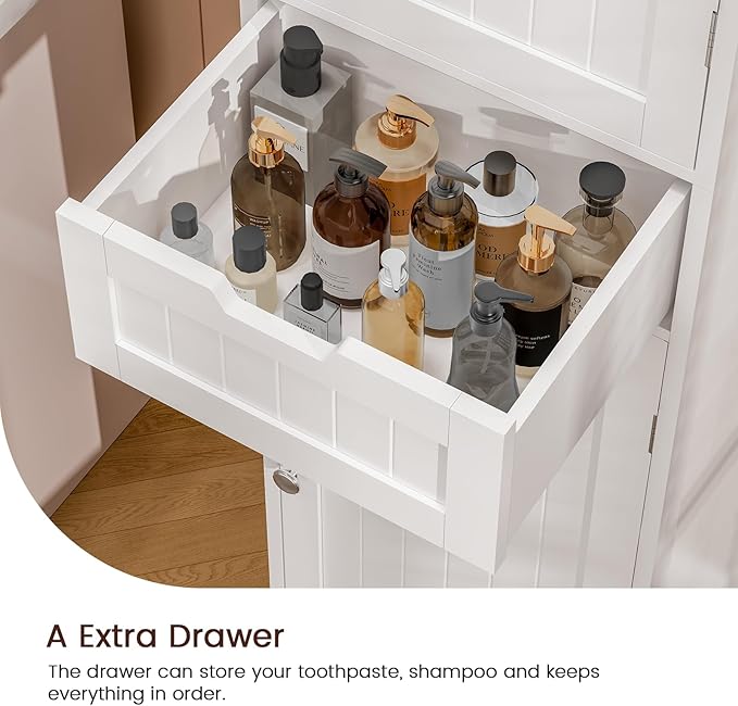67" Tall Bathroom Cabinet, Storage Cabinet with 2 Doors & 1 Drawer