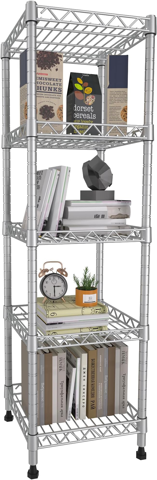 5 Tier Standing Shelving Metal Units, Matte/Glossy Finish)