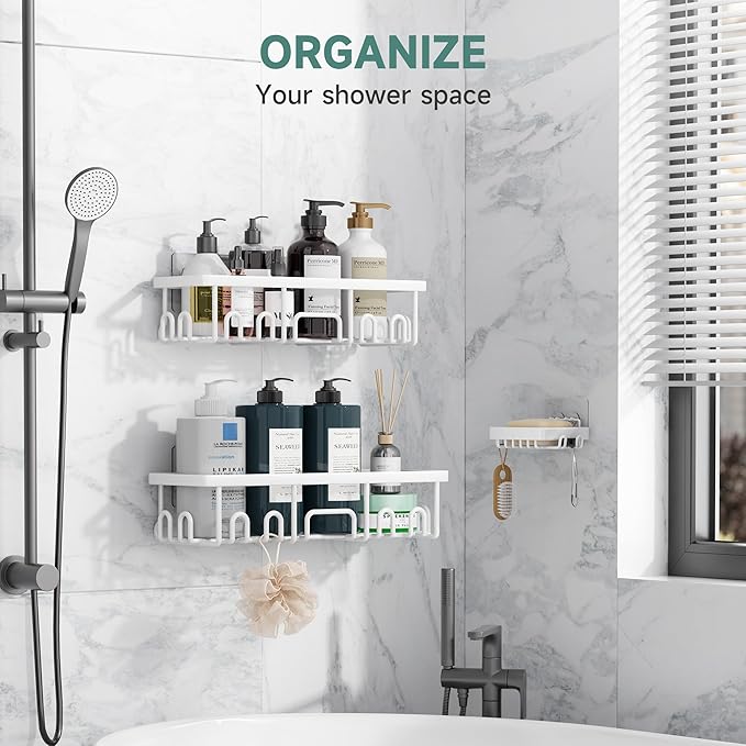 Shower Caddy 3-Pack, Advanced Rustproof Design, White
