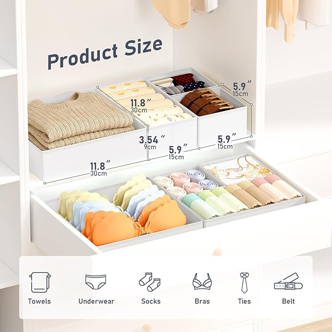 Drawer Organizer Clothes 28 Pack, White