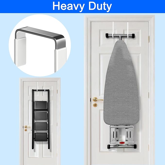 Over The Door Metal Hooks with Plastic Coating 7.5" Fit 0.5" to 1 3/4" Door 4