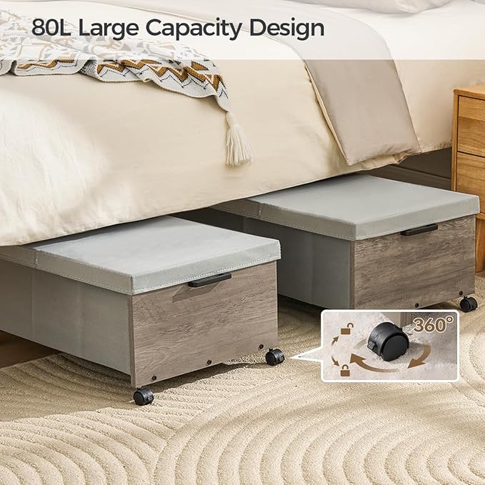 Under Bed Storage with Wheels, Bigger Size, Under Bed Drawers Heavy Duty