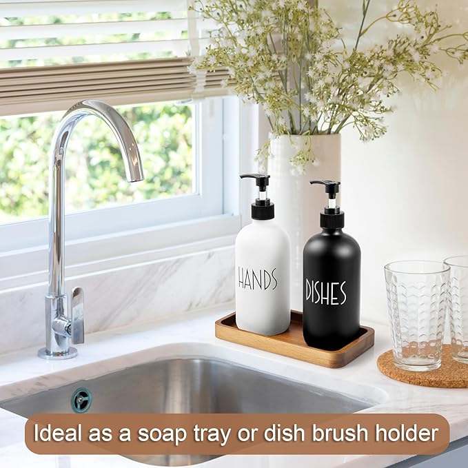 8" Acacia Wood Bathroom Vanity Tray for Counter