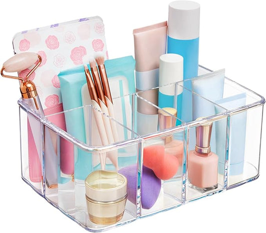 5-Compartment Clear Plastic Organizer