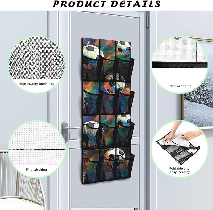 Tie-Dye Soccer Ball Over Door Hanging Organizer