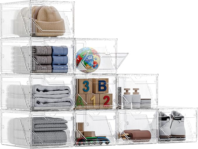 10 Pack Upgraded XX-Large Closet Organizers and Storage with Magnetic Door