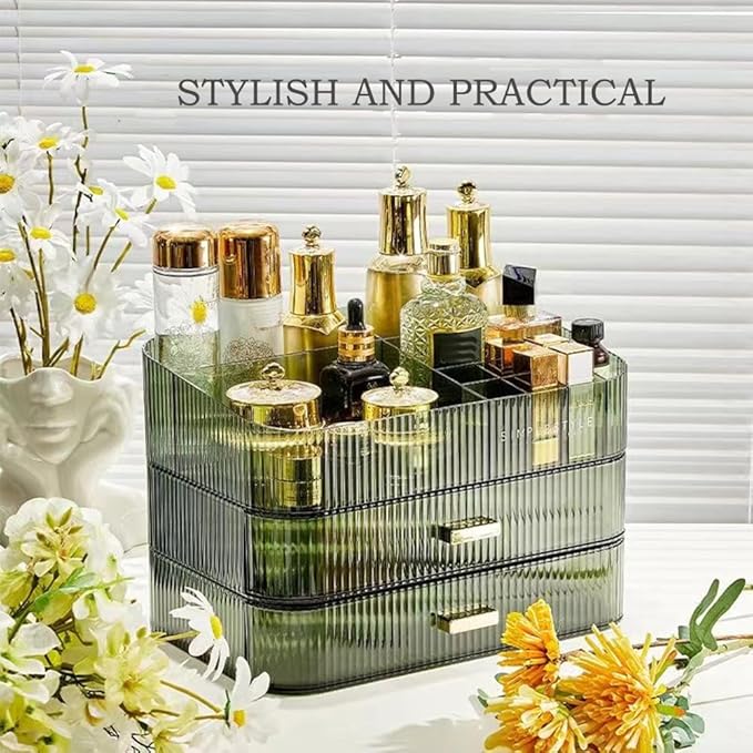 Stackable Makeup Organizer Drawers, Nail Care -Green