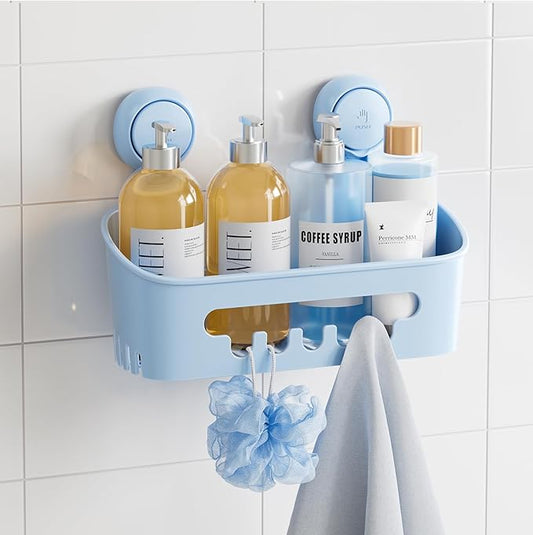 Shower Caddy Suction Cup, Heavy Duty Bathroom Organizer, Blue