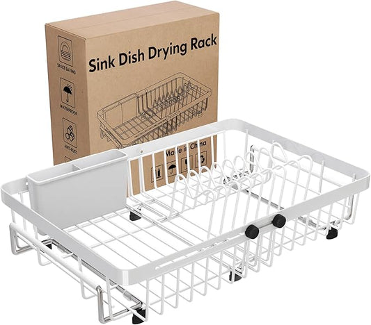 White Dish Drying Rack Over The Sink