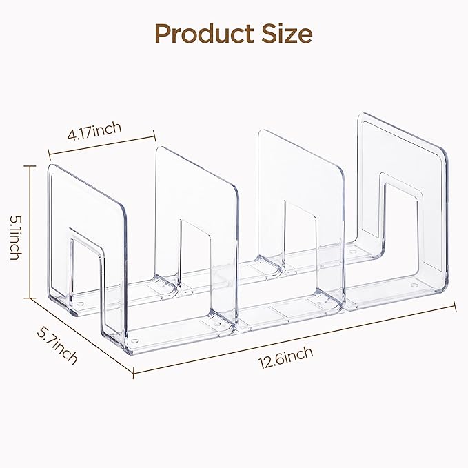 HBlife Widened 4.17 Inch Clear Acrylic Kids Shoe Rack for Closet Organizers and Storage, Small Shoe Rack 3 Sections Toddler Baby Shoe Storage Organizer Shelf, Desk File Book Purse Organizer(2 Pack)