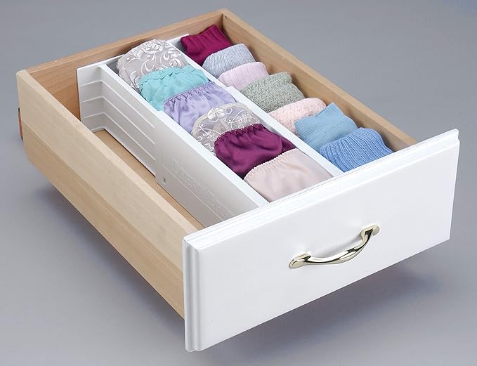 Dial Industries Adjustable Dresser Drawer Clothes Organizer Dividers, Set of 2