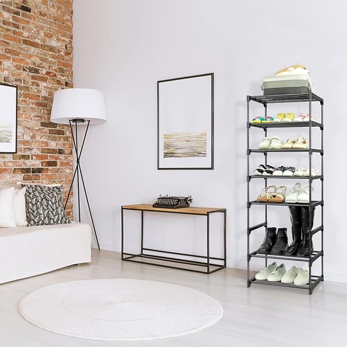4-Tier Small Shoe Racks, Narrow Shoe Rack for 6-8 Pairs Shoe Storage
