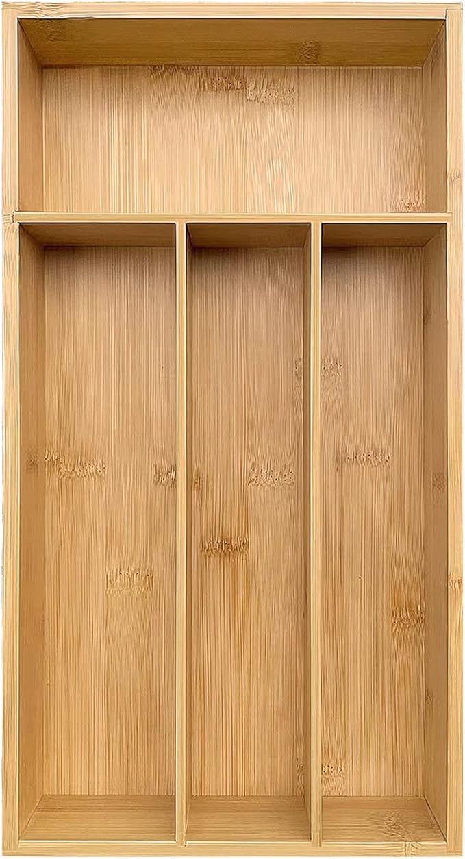 Bamboo Silverware Organizer, Kitchen Drawer Organizer