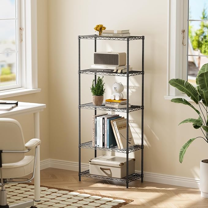 5 Tier Adjustable Storage Shelves Heavy Duty Metal Utility Shelf 500LBS Capacity