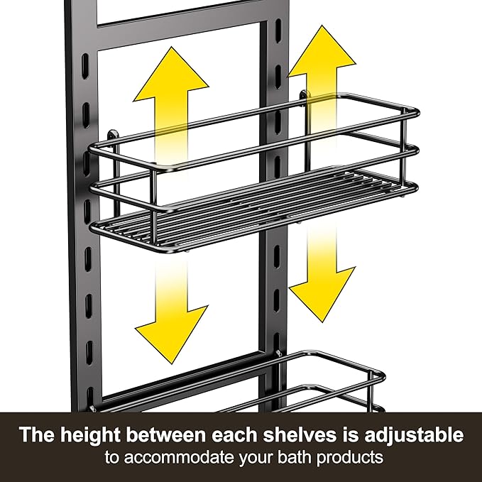 Adjustable Anti-slip Shower Caddy over Head, Black