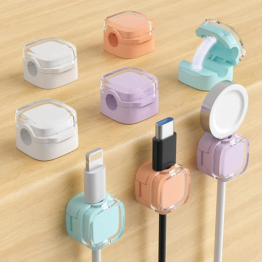 Magnetic Cable Clips, 8-Pack Crystal Multicolor