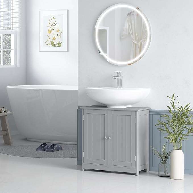 23.5" Pedestal Sink Storage Cabinet, Gray
