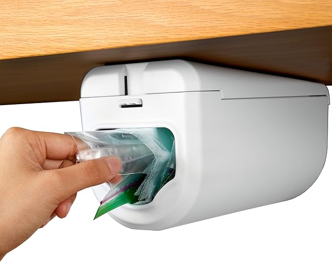 ELYPRO Dispenser for Bags size Quart, Sandwich, and Snack Bags | Under-Cabinet or Shelf Mount | Easy Front-Access Bag Dispensing | Kitchen Organization and Storage Solution
